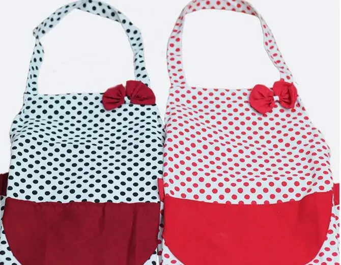 New Cute BowKnot Kitchen Restaurant Cooking Aprons With Pocket for Women free shipping