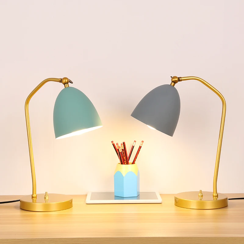 

MDWELL Gold Body Modern Led Table Lamp For Study Room Bedroom Adjustable Iron Shade Angle Table Lights With Switch On Base