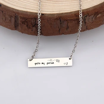 

You're My Person Hand Stamped Bar Necklace Jewelry For Long Distance Love Wife Girlfriend Couple Women Gift Choker