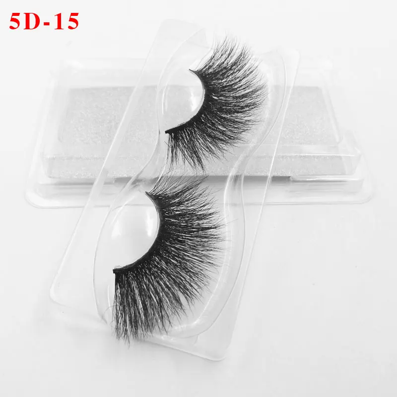 5D норковые ресницы для макияжа 25 мм 3D норковые ресницы ручной работы длинные толстые 3D драматические ресницы для наращивания частная этикетка - Цвет: 5D15