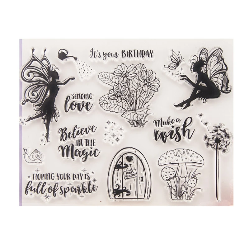 

Butterfly Elves Flowers Clear Silicone Rubber Seal Stamp for DIY Album Scrapbooking Photo Card Decor