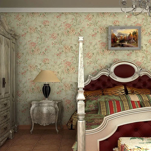 

News 10m*53cm kids home stickers art american style wall stickers vintage rustic flower green pure paper, tv backdrop wallpaper