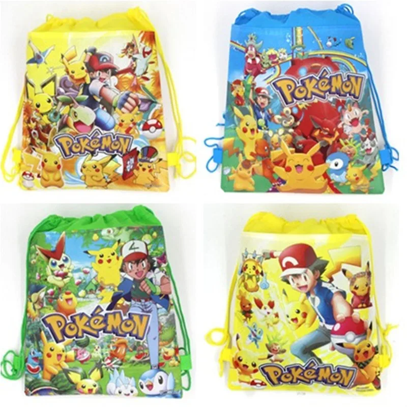 

1pc Pokemon Go Drawstring Backpack Printing Cloth Bag Pikachu Gift Bag Non-Woven Fabric Loot Bag For Kids Birthday Party Gift