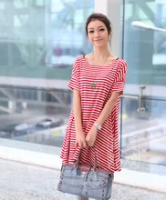 2016 new summer maternity dresses short sleeve korean maternity clothes fashion stripe pregnancy clothes casual dresses