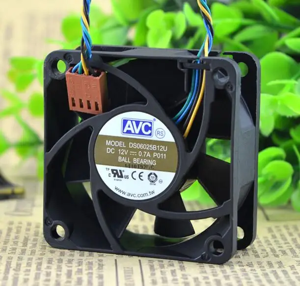 Оригинальный двухшариковый охлаждающий вентилятор AVC 60*60*25 12 В 0,7a DS06025B12U, 4 провода
