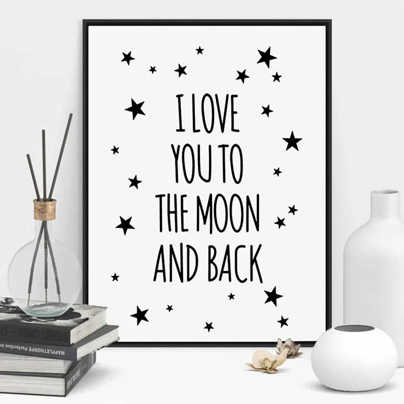 I-Love-You-To-The-Moon-And-Back-Quote-Canvas-Star-Art-Print-Poster-Kids-Room