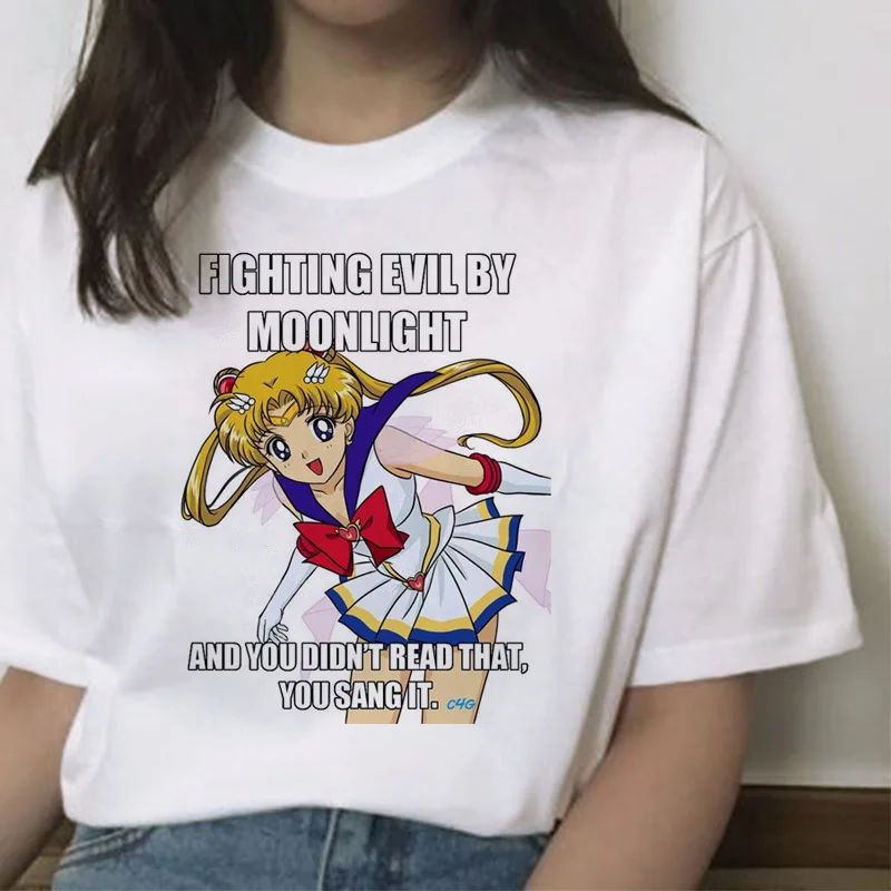 Sailor Moon Kawaii футболка 2019 кошка harajuku женская ulzzang корейский Графический Топ