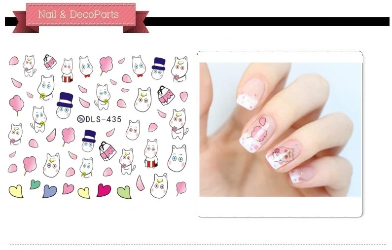 5 листов 3D-Наклейки для ногтей смешанные красочные дизайны корейский ногтей Стикеры s наклейки мультфильм подпиточной воды тату Маникюр Инструмент DLS418-439 - Цвет: DLS435 5sheet