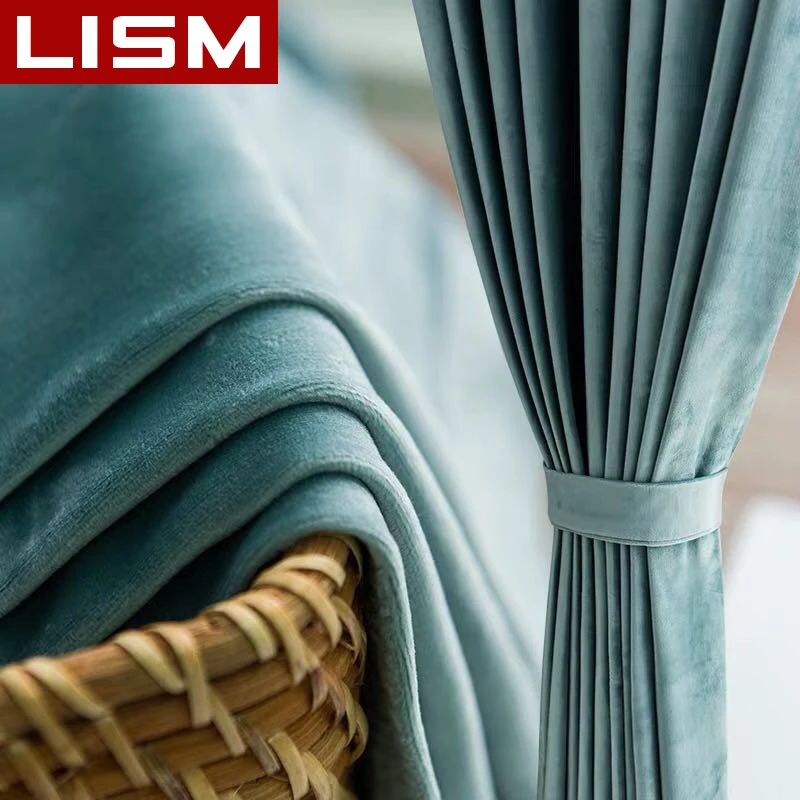 

LISM Luxury Velvet Blackout Curtains For Living Room Bedroom Kitchen Modern Soile Thick Curtains Home Decoration Drapes Panel