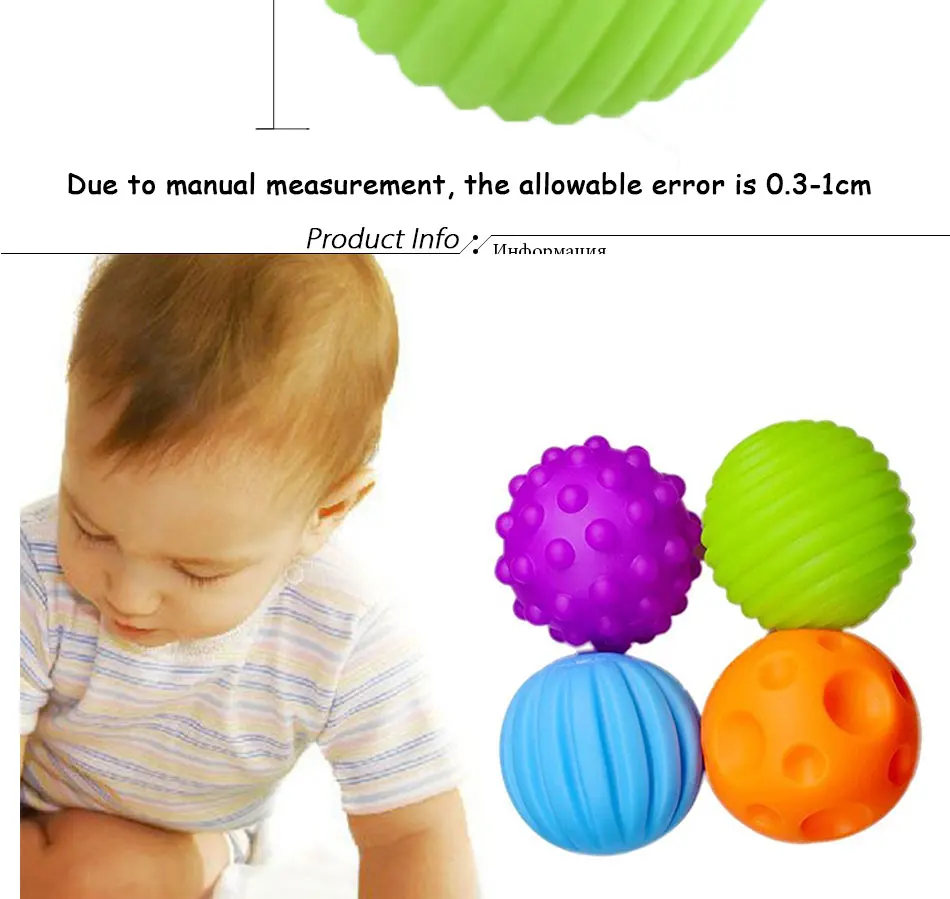  Baby Toys Hand Grasping Children Ball Soft Toy Ball Baby Training Massage Soft Balls Textured Multi Ball Set Senses Toy