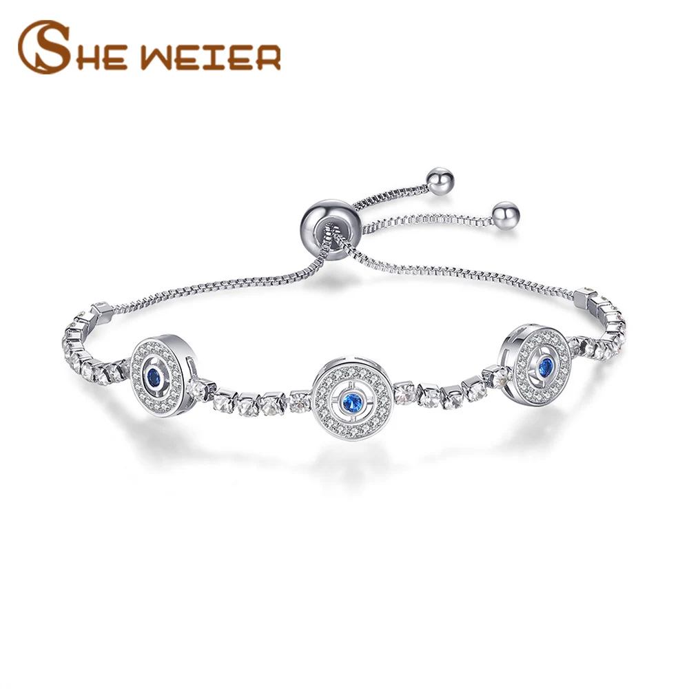 

SHE WEIER silver charms bracelet & bangles for women couple stainless steel femme friendship female bracelets for girls ladies