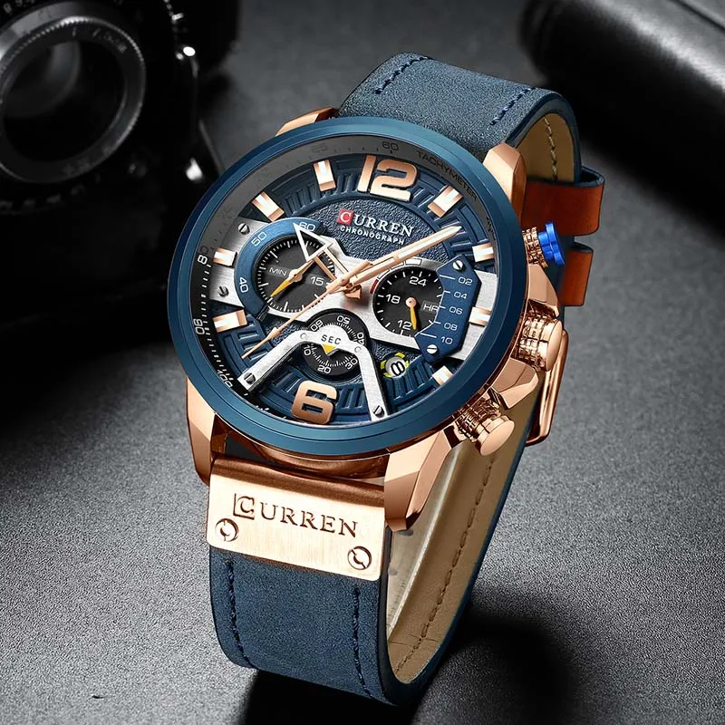 Blue Gold Blue Curren Часы мужские люксовый бренд хронограф водонепроницаемые мужские наручные часы женские часы из нержавеющей стали Relogio Feminino - Цвет: Blue Gold Blue