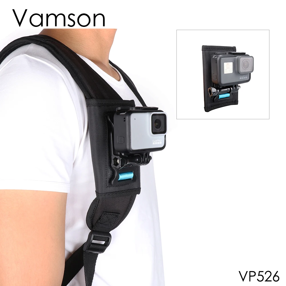 

Vamson for DJI OSMO Action camera accessories backpack clip 360 degree rotatable mounting bracket Base for gopro 7 6 5 4 VP526