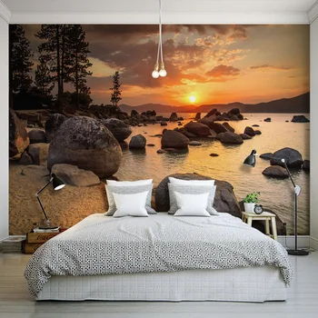 

Custom Modern 3D Sunset Reef Sea Level Landscape Wall Cloth Papel De Parede 3D Living Room Bedroom Wall Decor Fresco Wallpaper