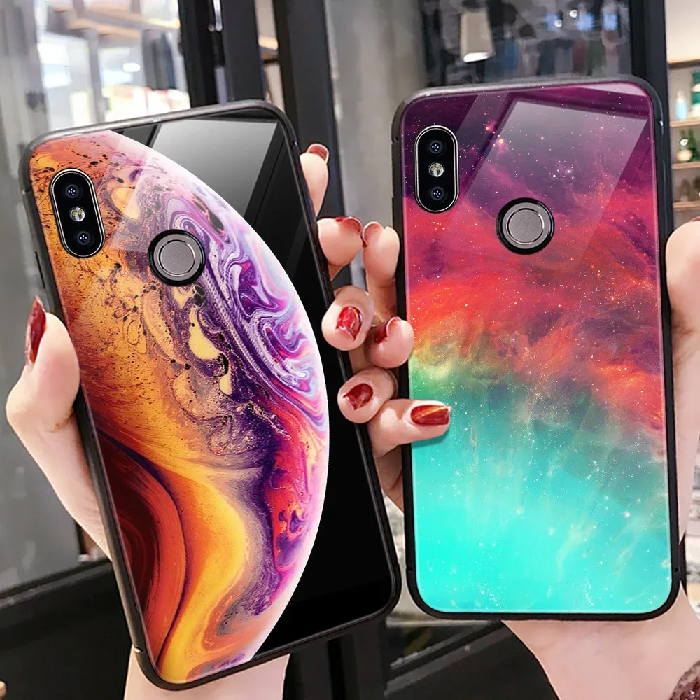 TOMKAS Space Glass Case for Xiaomi Redmi Note 5 6 Pro Cases for Pocophone F1 Silicone Cover Case for Xiaomi Redmi 4X Mi A2 Lite (18)
