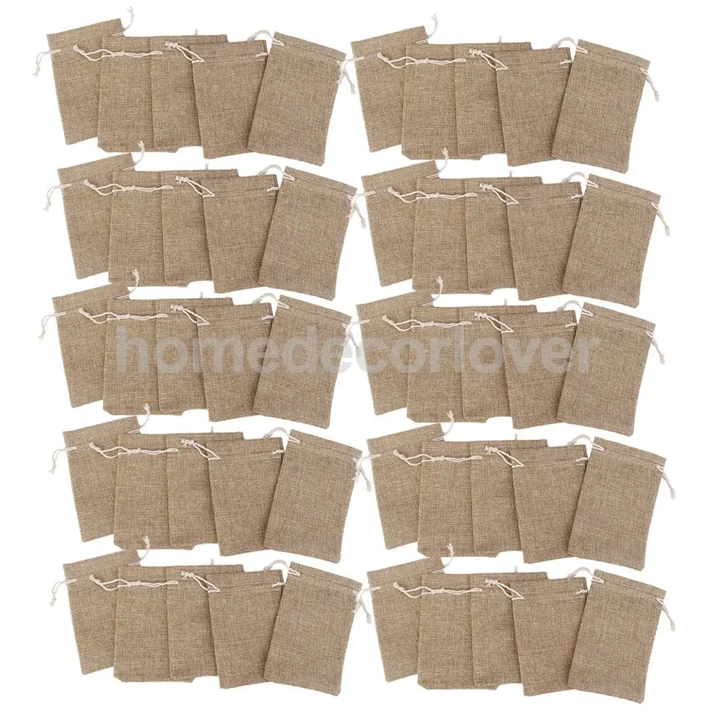 Hot 50 Pieces Rustic Shabby Chic Vintage Wedding Hessian Burlap 50 Pieces Rustic Shabby Chic Vintage Wedding Hessian Burlap Jute Favour Bags Drawstring Pouch Favor