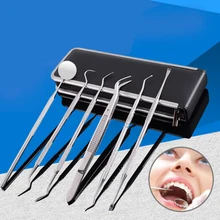 5pcs/6pcs Set Dental Tool Sets Mirror Stainless Steel Clean Mouth Probe Tooth Care Kit Instrument Tweezer Hoe Sickle Scaler medical tooth instrument material multifunction plier dental forcep set adult children mouth care animal tooth remove extraction