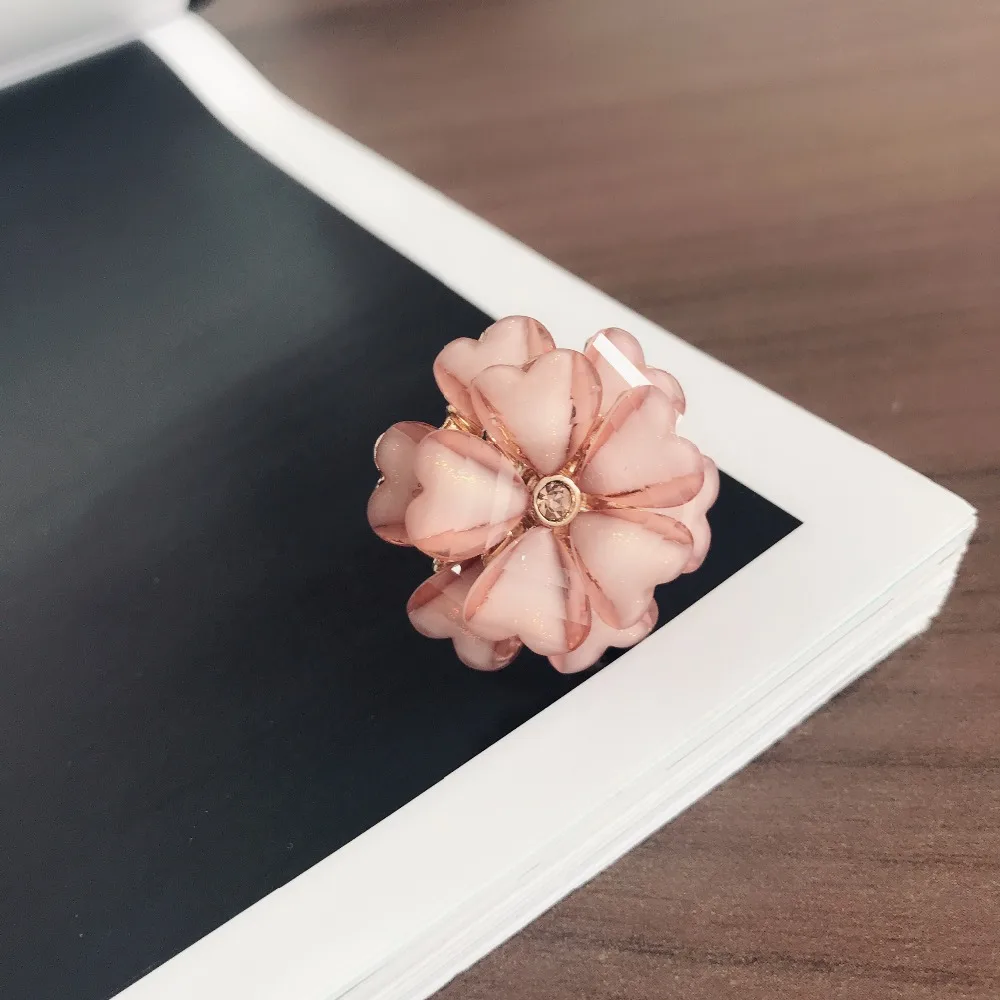 

Free Shipping New Sweet Pink Flower Petal Adjustable Cute Ring
