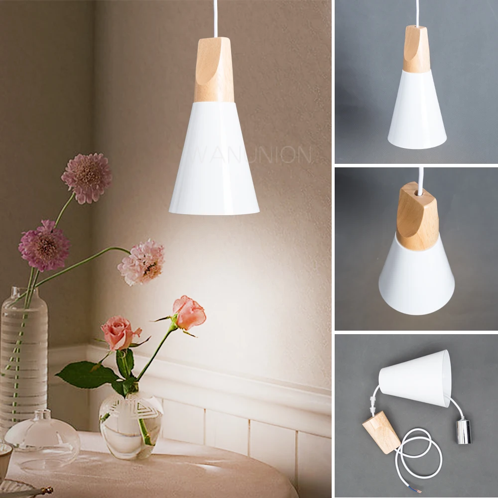 

Pendant Lights Dining Room Pendant Lamps Modern Colorful Restaurant Coffee Bedroom Lighting Iron+Solid Wood E27 Holder