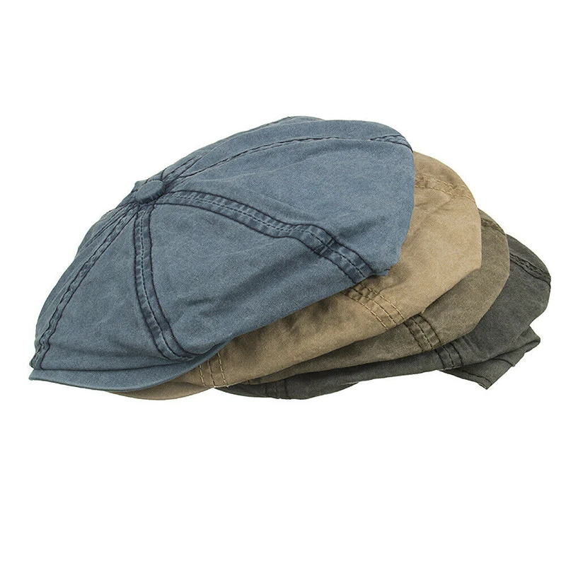 

Men Vintage Visors Washing Gatsby Cap Panel Newsboy Flat Hats Organic Cotton Anti-UV Caps Accessories Fashion New Hot 2019