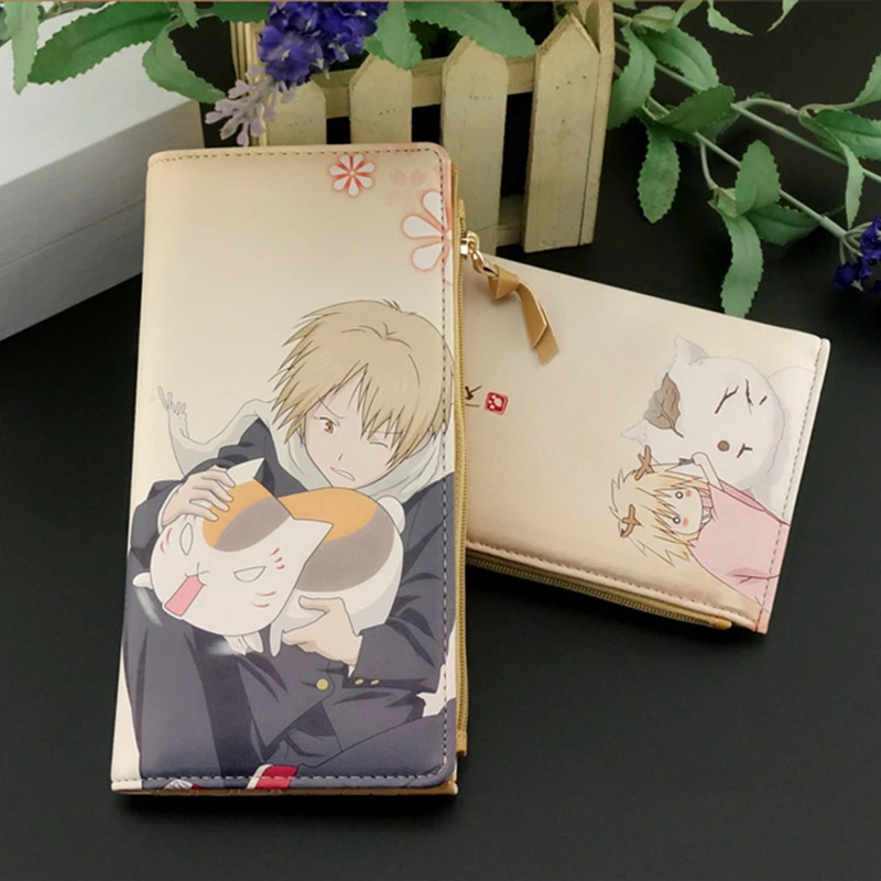 

Natsume Yuujinchou Natsume Takashi Cat Printing Long Coin Purse Pu Anime Women Wallet Kawaii Female Purse Student Phone Bags