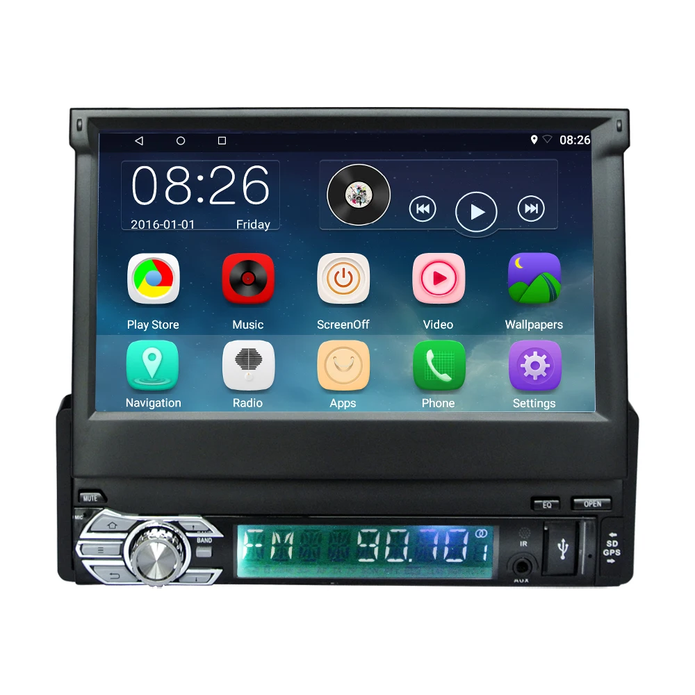 

Universal Android Car MP5 Player WiFi GPS Bluetooth Retractable Screen FM Radio Media Player Mirror Link Steering Wheel Control