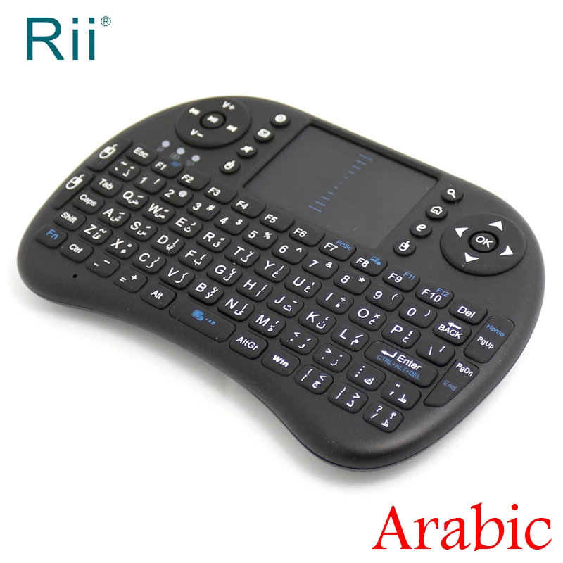 

[Free Shipping] Original Rii Mini 2.4G Wireless English/Arabic Keyboard+Air Mouse with TouchPanel for TV Box/PC High Quality