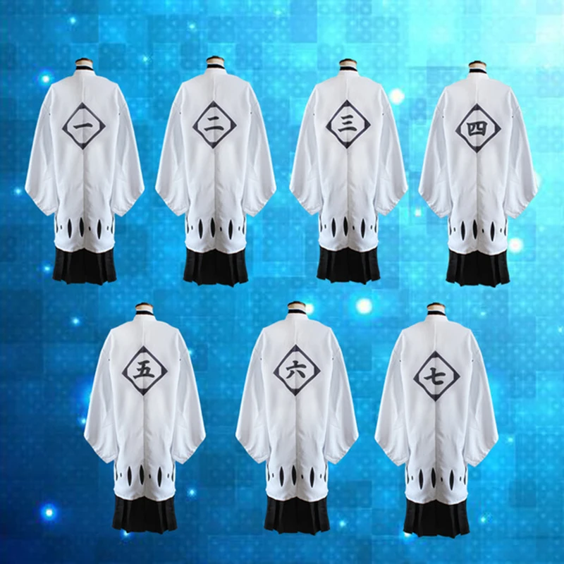 

COSZTKHP 13 Number BLEACH White Haori Cosplay Costume From 1st to 13th Division Captain Long Cape Robe Short / Long Sleeve Cloak
