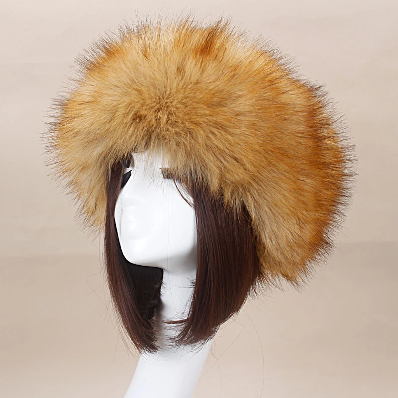 Man Women Fur Hats Tick Fuffy Warm Fox Fur Hat Headband Autumn Winter Russian Thick Fashion Hat mens winter bomber hats