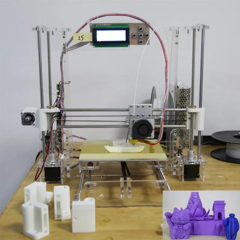 Free shipping size 210*210*240mm High Quality Precision Reprap Prusa i3 DIY 3d Printer kit with 1pc Filament 8GB SD card and LCD