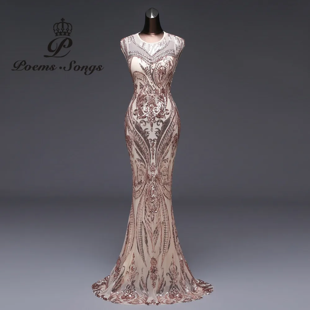 Najtaniej Wiersze piosenki 2019 syrenka formalna suknia suknie na bal maturalny Party Dress vestido de festa Sexy Backless luksusowe cekiny szata longue