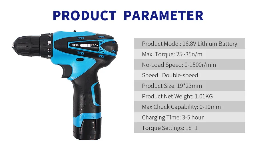 Перезаряжаемые литиевых Батарея беспроводной электрический сверло 16,8 В 25 В электрическая отвертка крутящий момент винт пистолет power tools