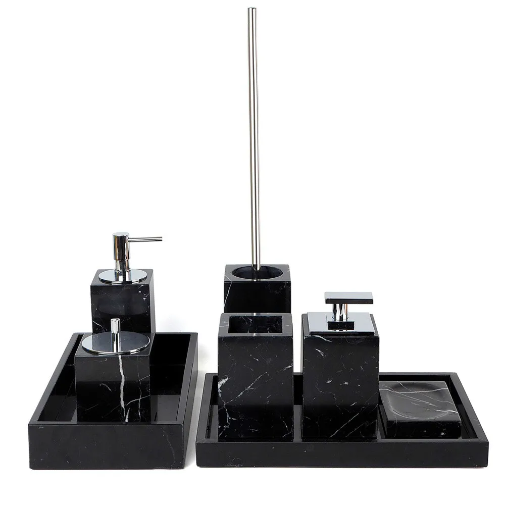 

Square black and white root marble bathroom kit hand sanitizer bottle tray tissue box model bathroom accessories
