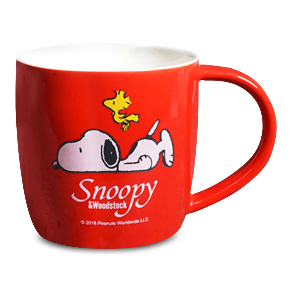 Керамическая кружка SNOOPY с большими ушами, милый мультяшный стиль, чашка для кофе, молока, чая, воды, 400 мл, креативная посуда для напитков для дома, школы, офиса - Цвет: Lava Red