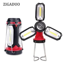 Портативные лампы COB+ XPE складной рабочий светильник USB Перезаряжаемый светодиодный рабочий светильник COB Lanterna подвесной фонарь с крюком для наружного кемпинга