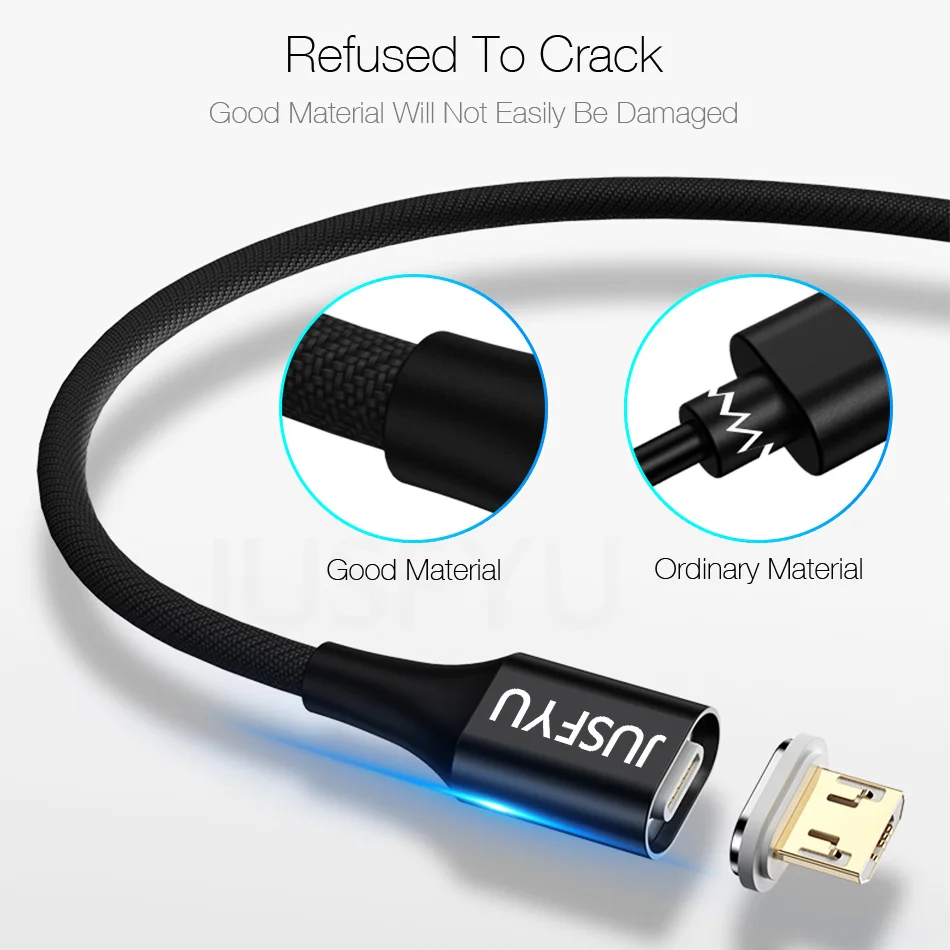 Магнитный зарядный кабель Micro Usb 1/1 5/2 м 3 А для iphone Type C адаптер быстрой зарядки
