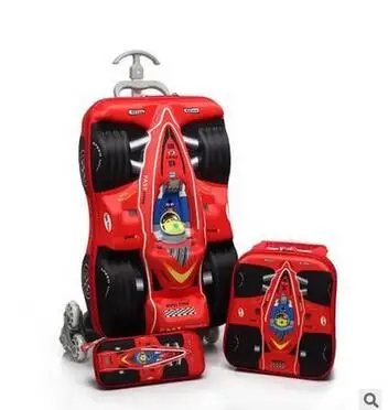 Niño coche carretilla de ruedas bolsa rodante 3D niños maleta de viaje de la escuela mochila Chico's trolley bolsas con ruedas - 1