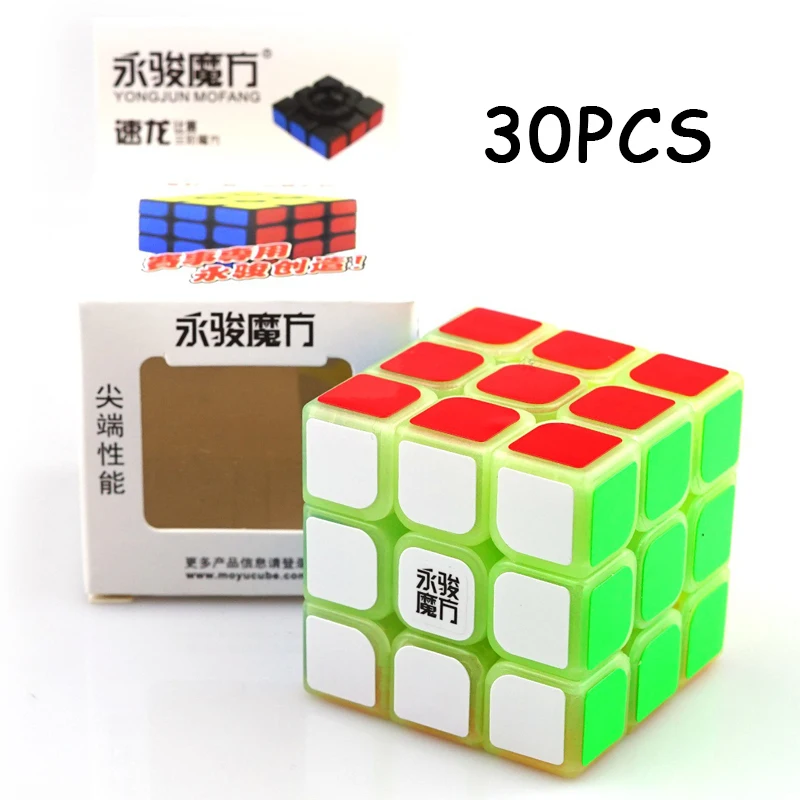 

30PCS YJ YongJun 3x3x3 Non Sticker Professional Magic cube Speed Twist Puzzle Toy For Children Neo Cube Glow In The Dark