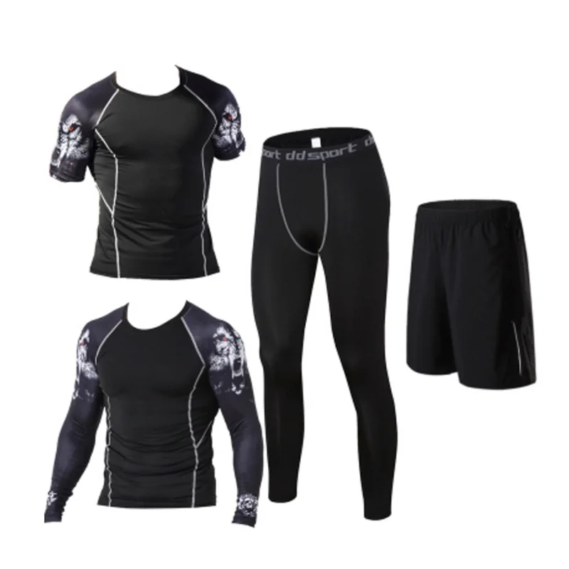 

Man motion Bodybuilding Long sleeves shorts Leggings A full set of Fast drying Elastic force Tights Tight trousers Basketball Ru