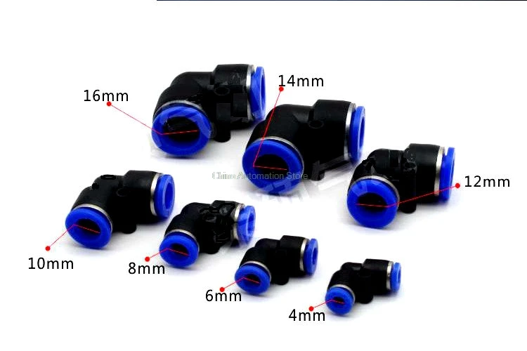 10Pcs &quotV&quot Type Pneumatic Male Elbow Connector Tube Air Push In Fitting Pipe joint 4mm-16mm | Обустройство дома