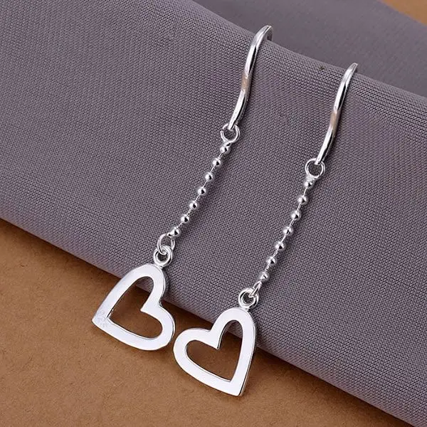 

Heart High Quality Gorgeous Pretty Silver Plated Earrings For Women Wholesale Charm Christmas Gifts Fashion Jewelry E063
