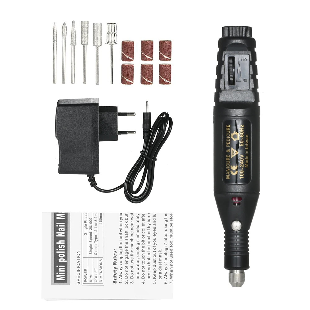 KKMOON 14 шт 100 V-240 V Мини электрическая ручка для гравировки переменной Скорость поворотный набор «сделай сам» шлифовальная машина Дрель Инструменты для вырезания для фрезерования полировки - Цвет: Черный
