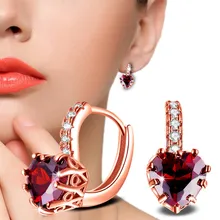 Серьги-гвоздики из розового золота со стразами и кристаллами в форме сердца для свадебной вечеринки, Женские Ювелирные изделия, серьги-гвоздики, бижутерия, аксессуары для платья