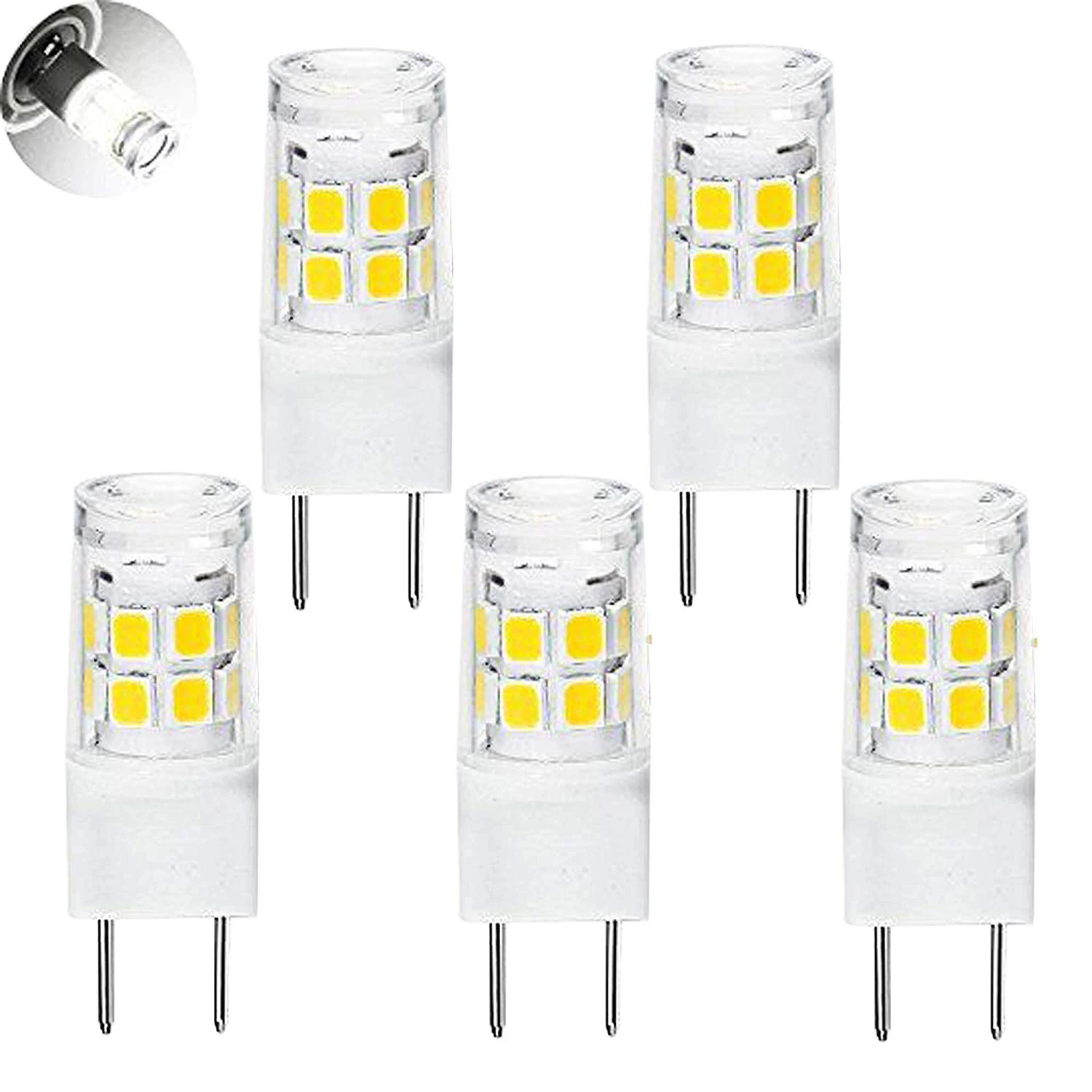 

LED G8 Light Bulb, G8 GY8.6 Bi-pin Base LED, Not Dimmable T4 G8 Base Bi-pin Xenon JCD Type LED 120V (5-Pack) (G8 3W)