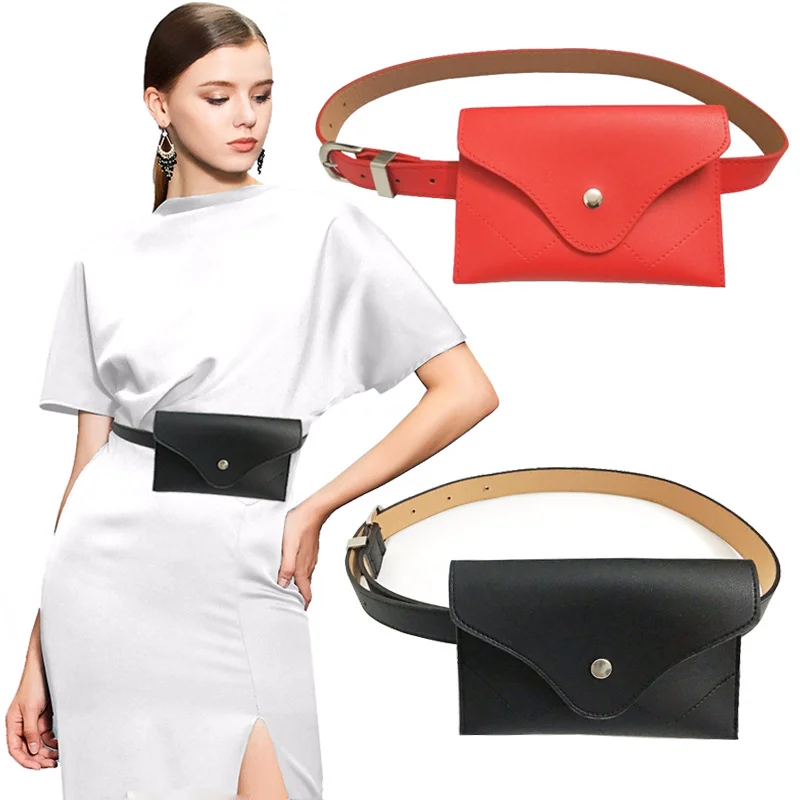 

Fashion Simple personality leather belt personality decoration women belt Fanny pack women's small purse casual mobile phone bag