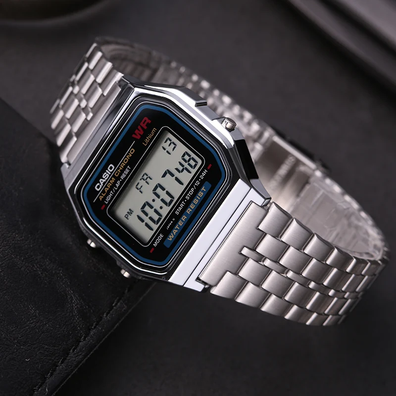 Часы Casio Простые Ретро Серебряный стальной ремешок мужские электронные часы