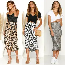 Женская юбка-карандаш стретч с высокой талией юбки Леопардовый принт короткая юбка миди