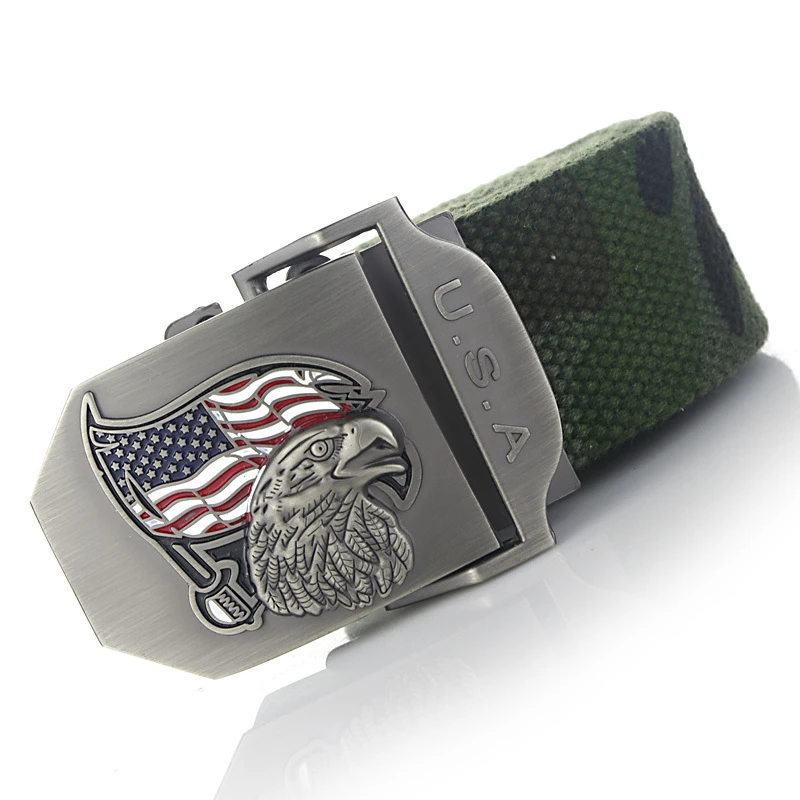 Color de la bandera americana eagle para hombre y mujer, cinturón de alta calidad de 4mm de grosor, 3,8 cm con cinturones de lona, cinturones de vaquero|Cinturones de hombre| - AliExpress