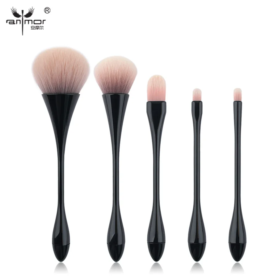 Anmor High Quality Makeup Brushes Set 5 pcs Synthetic Thin Waist Make Up Kit Black HT01 | Красота и здоровье