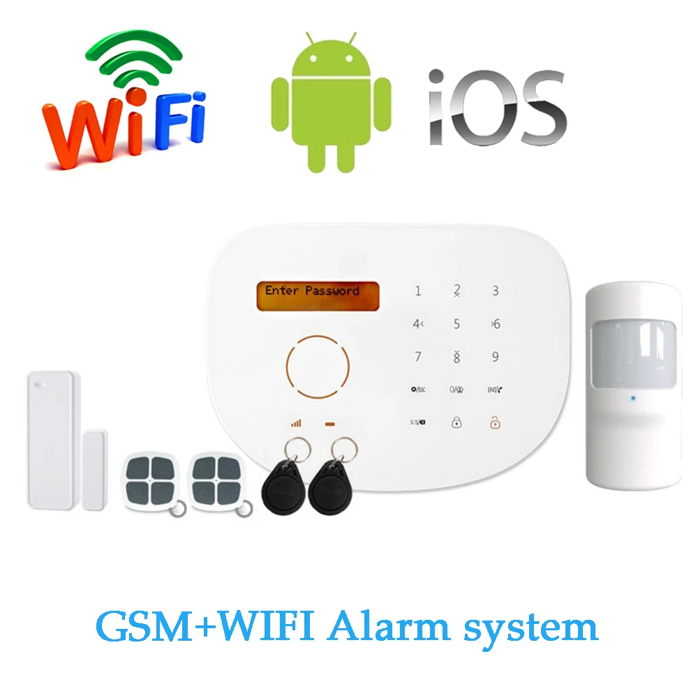 

S2G Wireless GSM Alarm system with WIFI Function SIM SMS support APP Control LCD display and Touch panel RFID Card
